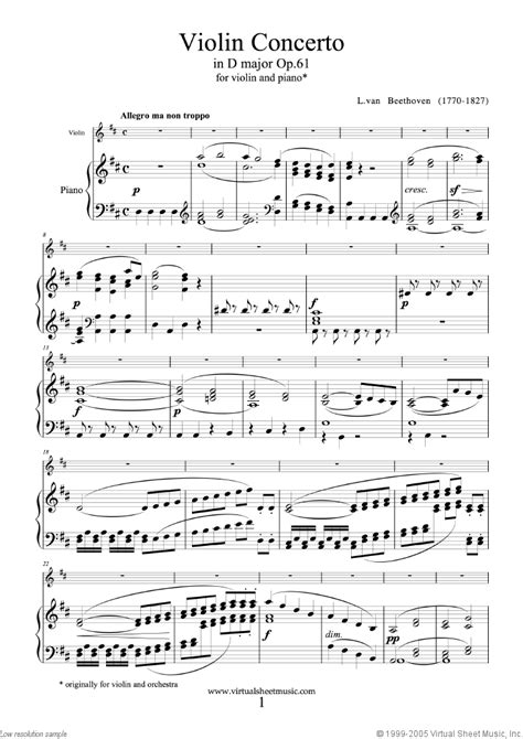 beethoven violin concerto sheet music