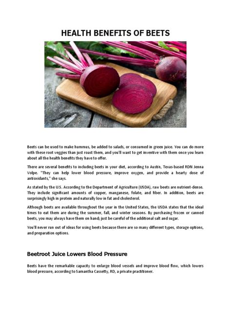 Beetroot Benefits Pdf