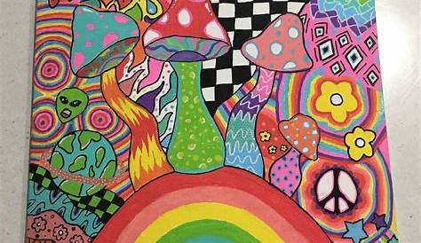 trippy mushroom painting🍄 | Hippie painting, Diy canvas art painting
