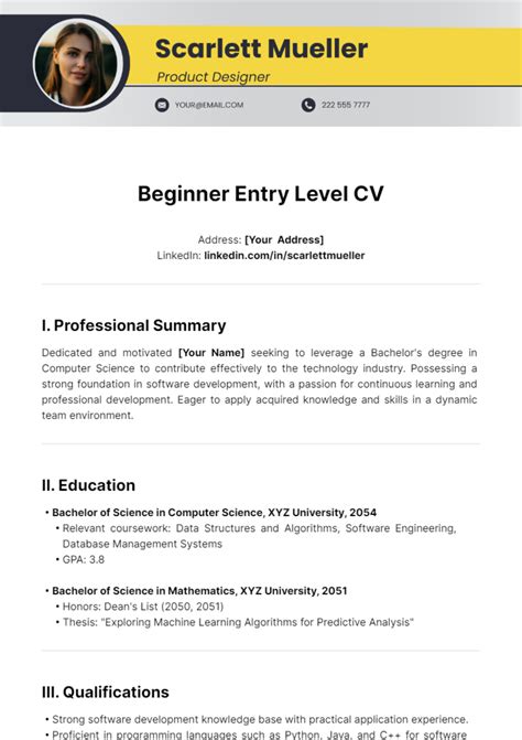 Beginner Cv Examples