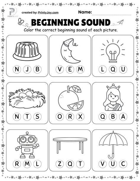 Beginning Sounds Printable Worksheets