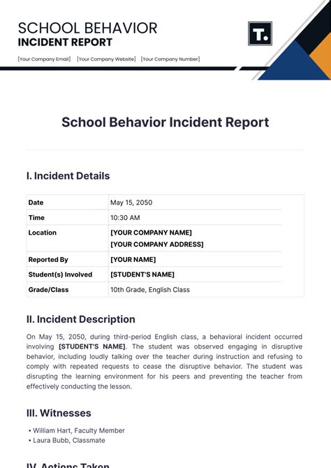 Behavior Incident Report Template 19+ Free PDF Format Download