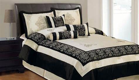 10 Piece Black Beige Gray Comforter Set Queen Or King Size AT Linen