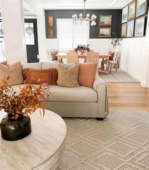 Famous Beige Couch With Orange Pillows For Living Room