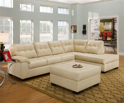 Favorite Beige Leather Sofa With Chaise For Living Room