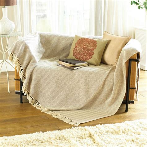 New Beige Settee Throws For Small Space
