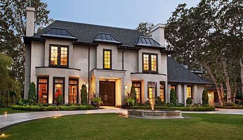 Beige stucco house exterior traditional with dark window