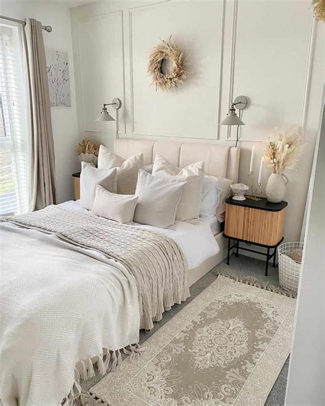 Beige bedroom in a small space