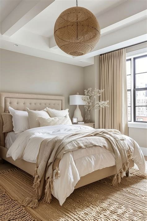 Beige bedroom with eclectic decor