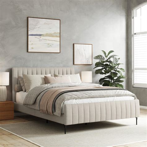 Beige Fabric Bed Frames