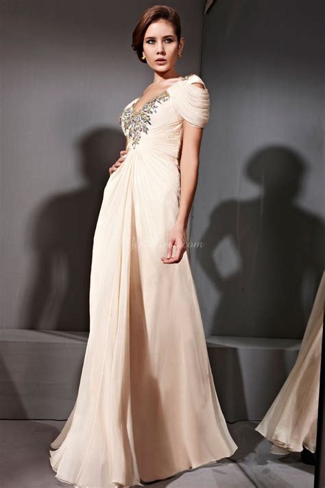 beige formal dress with sleeves