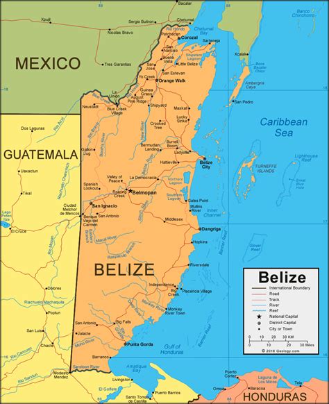 Belize points d'intérêt de la carte carte de Belize points d'intérêt