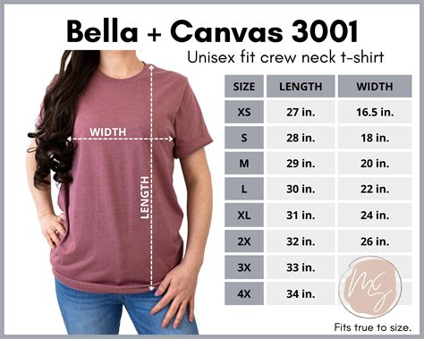 Bella Canvas Sizing Guide