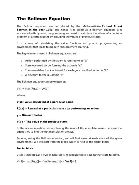 Bellman Equation Pdf