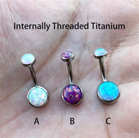 Belly Button Rings 14G Opal