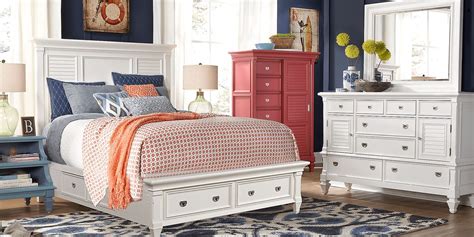 Belmar White 5 Pc King Panel Bedroom with Storage Bedroom sets queen