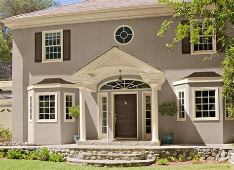 Grey exterior paint color. Benjamin Moore Stonington Gray and trim is