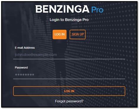 benzinga pro login tutorial