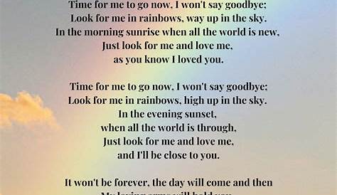 Bereavement Poems Look For Me In Rainbows Funeral Poem morial Gift Loved