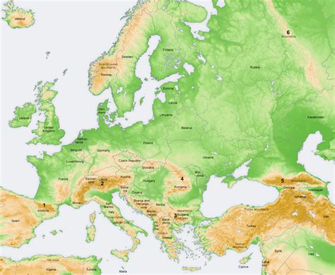 Karta över Bergskedjor I Europa Karta Mellersta
