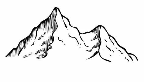 Mountains road. Landscape black on white background. Hand drawn rocky
