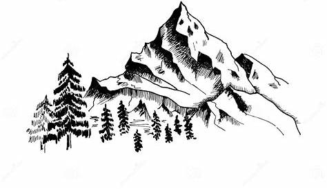 camino de las montañas. paisaje negro sobre fondo blanco. picos rocosos