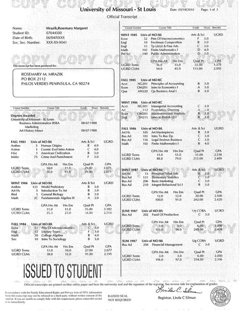 bergen community college official transcript