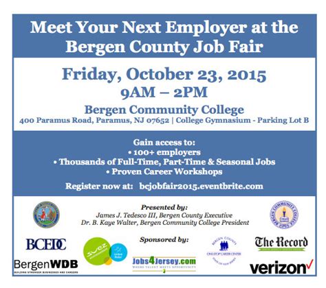 bergen county community college job fair 2015