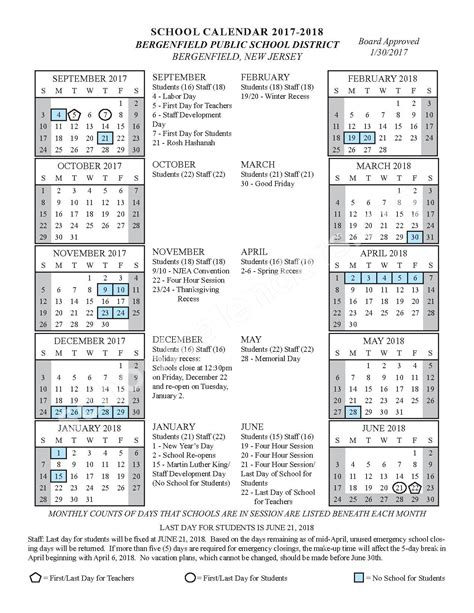 bergenfield school calendar 2023 2024