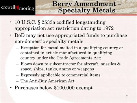 Berry Amendment Specialty Metals