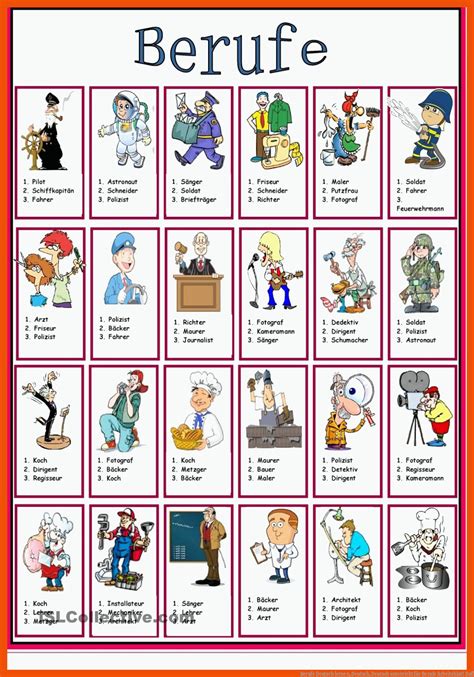 Berufe Deutsch Daf Arbeitsblatter