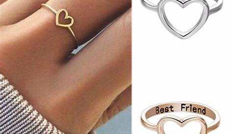 Women Fashion Love Heart Best Friend Ring Promise Jewelry Friendship