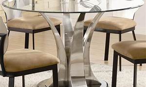 Steve Silver Verano 5Pc Contemporary 45" Round Glass Top Dining Table