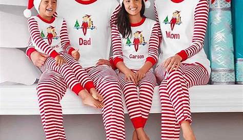 Family matching PJs in candy cane stripes flannel. Love! Christmas Pjs