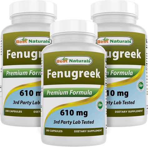 Best Naturals Fenugreek Seed 610 mg 180 Capsules Fenugreek Capsules