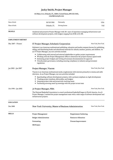 Best Project Management Write Up Project Manager Resume
