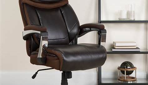 Brown LeatherSoft Executive Swivel Office Chair with Headrest and