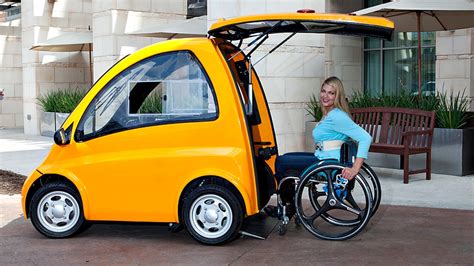 This electric car is specifically designed for people in wheelchairs