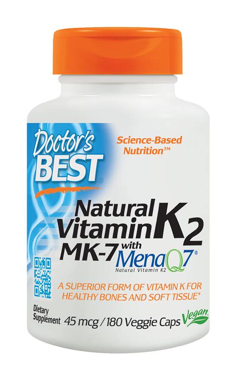 Doctor's Best, Natural Vitamin K2, Mena Q7, 45mcg, 60 VCaps Australia