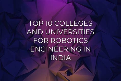 best colleges for robotics and automation engineering in india