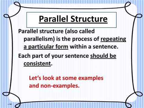 best example of parallel structure