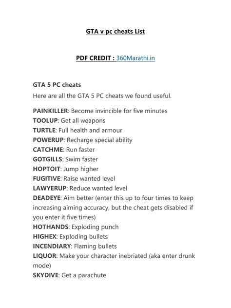 Best Gta V Cheat Codes Pc