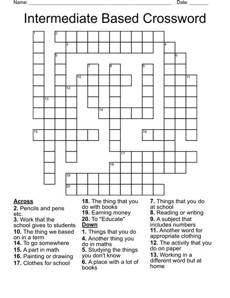 Best Intermediate Crosswords Printable