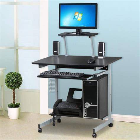 Modern Computer Desk, Heavy Duty Computer Table with Wood Desktop