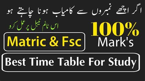 Best Time Table For Fsc Students