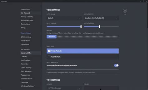 best voice and video settings discord