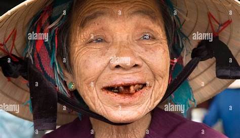 Betel Nut Vietnam Close Up Of Elderly ese Woman Smiling With In