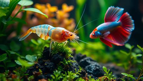 betta fish with shrimp