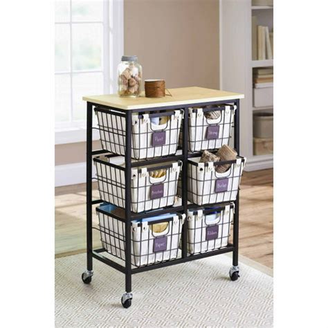 Better Homes and Gardens 6 Drawer Wire Rolling Cart, Black Walmart