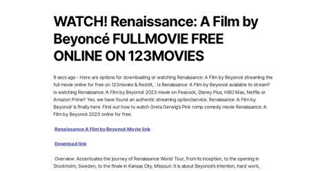 beyonce renaissance movie 123movies
